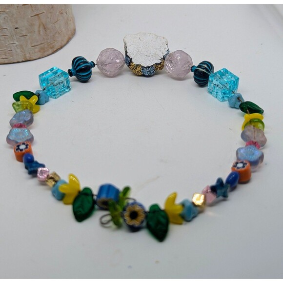 Day of the Dead Skull Beaded Wire Choker Necklace - Picture 6 of 6